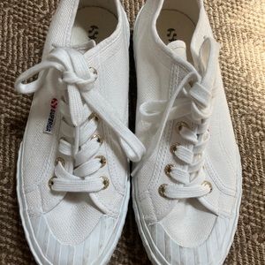 Superga 2630 Stripe Sneaker all White, Size 39 EU // 8-8.5 US /Men’s 6.5 /UK 5.5